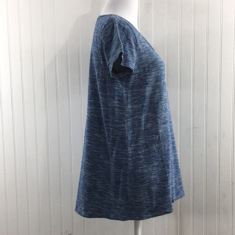 Pure J. Jill Indigo Blue Space Dye Cotton T Shirt Womens XSP Short Sleeve Tee - Picture 2 of 10